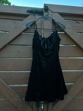 Black Velvet Ruffle Slip Dress by Cosmic Aura (Hot Topic)